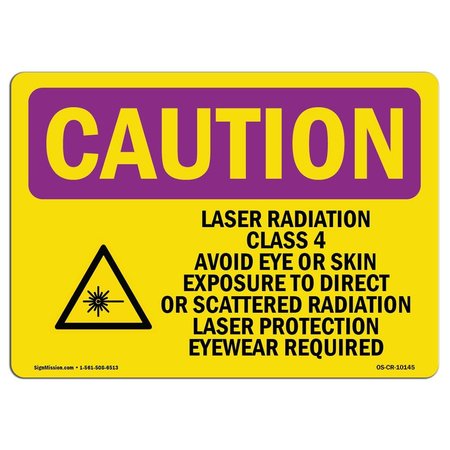 SIGNMISSION OSHA RADIATION Sign, Laser Radiation Class 4 Avoid, 10in X 7in Decal, 7" H, 10" W, Landscape OS-CR-D-710-L-10145